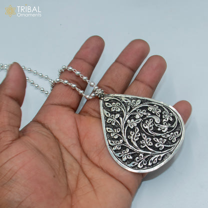 30" 925 sterling silver handmade beaded chain with chitai design long necklace traditional cultural functional pendant necklace jewelry  Set718 - TRIBAL ORNAMENTS