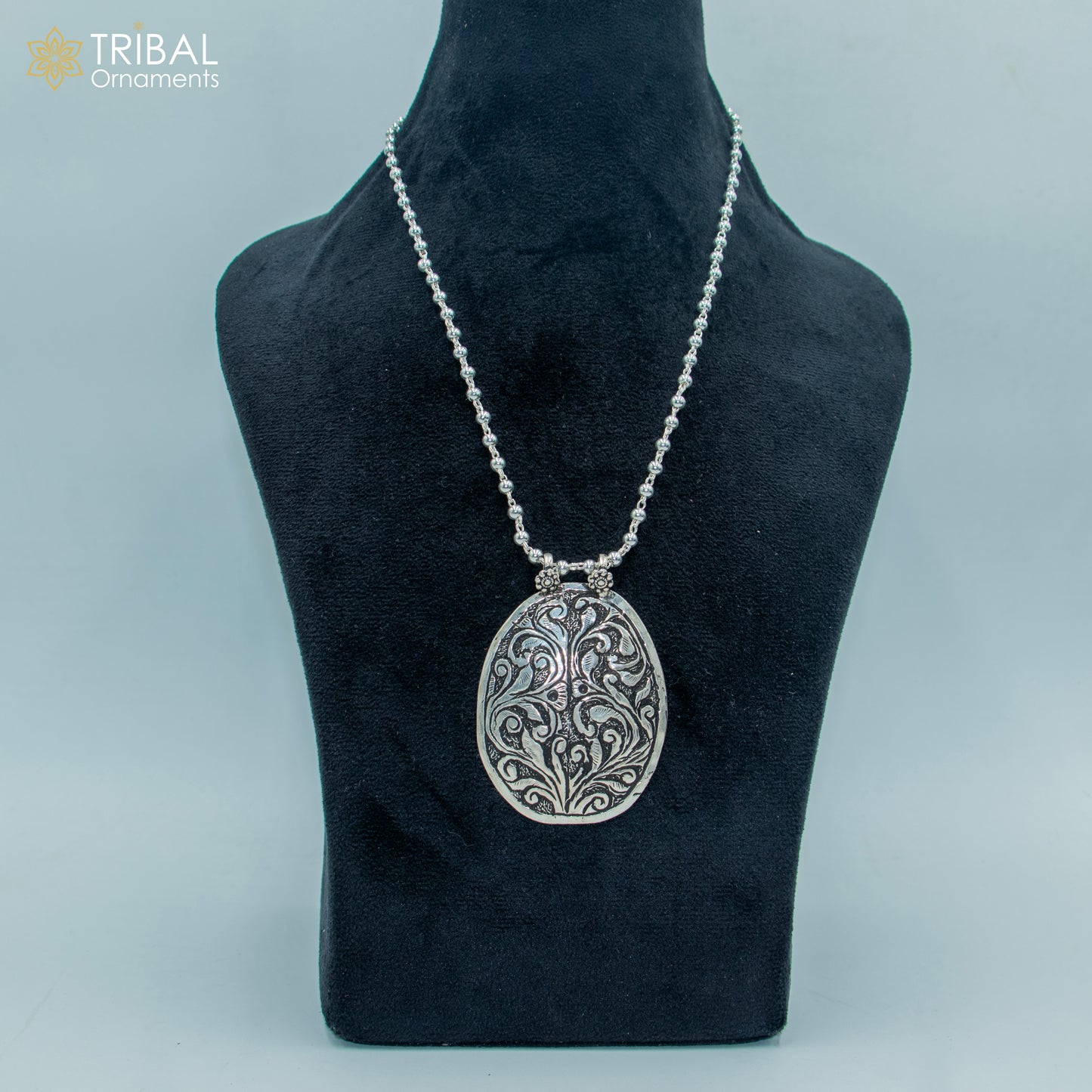 30" 925 sterling silver handmade beaded chain with flower design long necklace traditional cultural functional pendant necklace jewelry  Set713 - TRIBAL ORNAMENTS