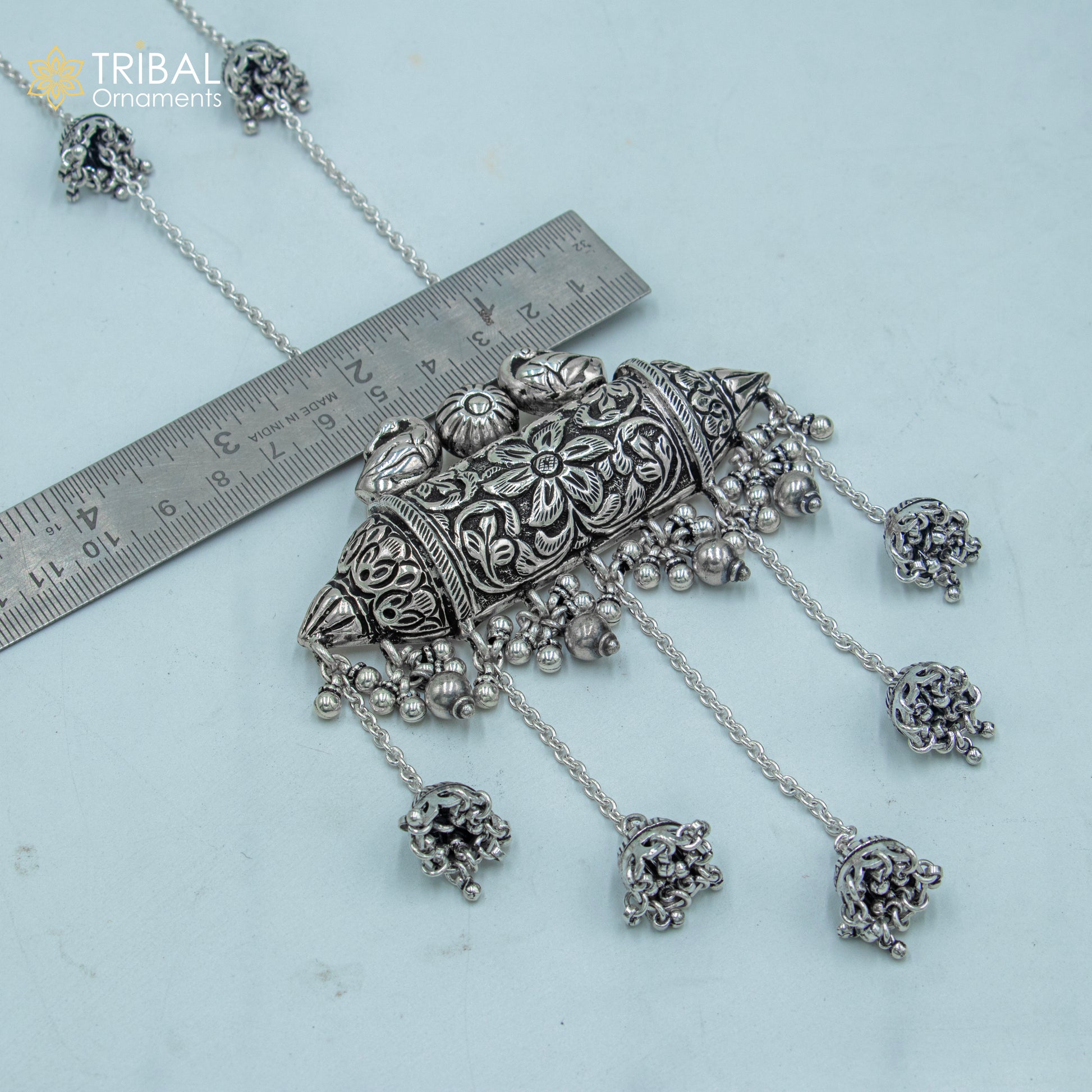 30" 925 sterling silver handmade chain with chitai design long necklace traditional cultural functional pendant necklace jewelry  Set708 - TRIBAL ORNAMENTS
