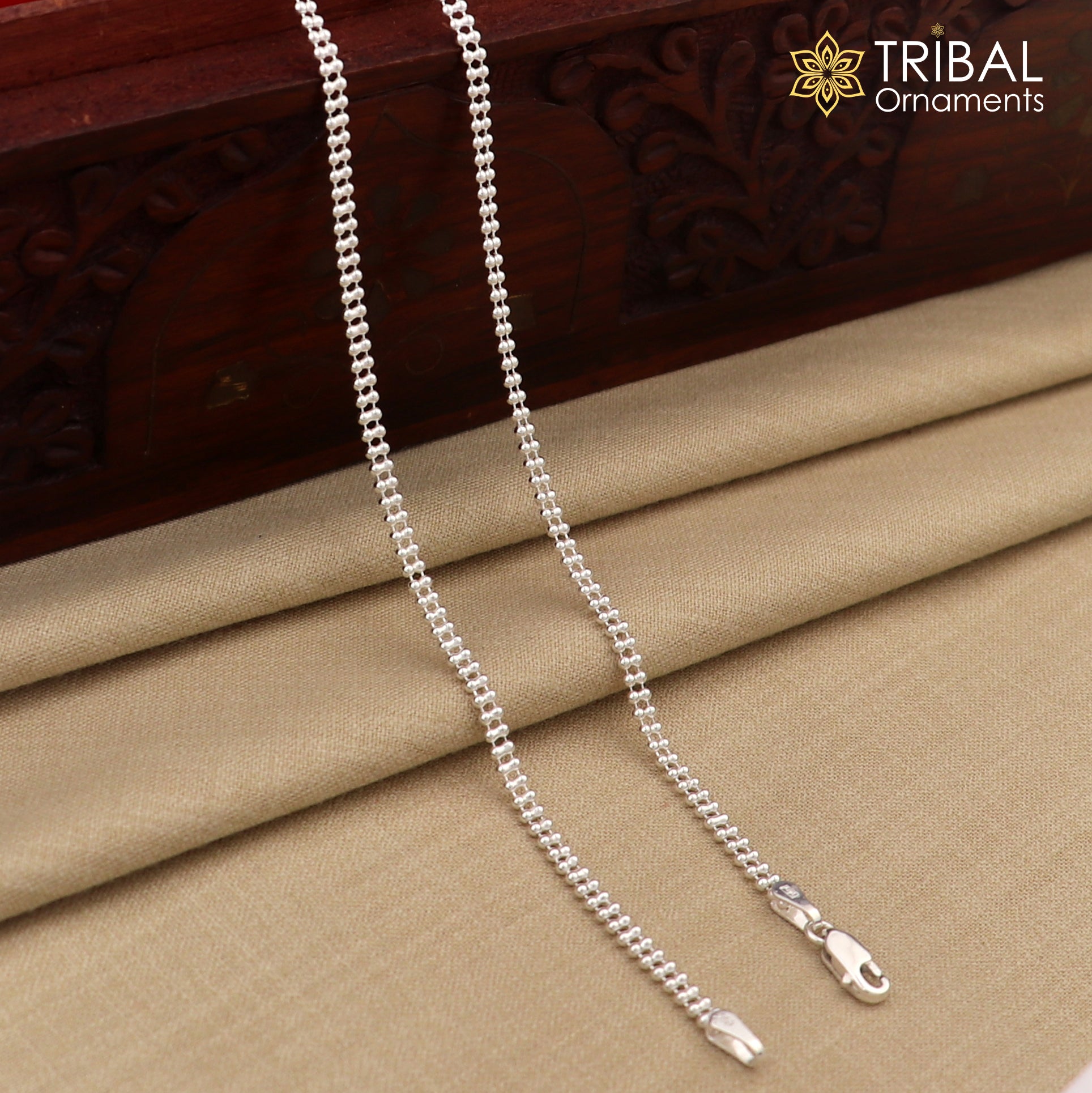 3mm 10.5" 925 sterling silver beaded/ball chain anklet bracelet amazing light weight delicate anklets belly dance silver jewelry ank602 - TRIBAL ORNAMENTS