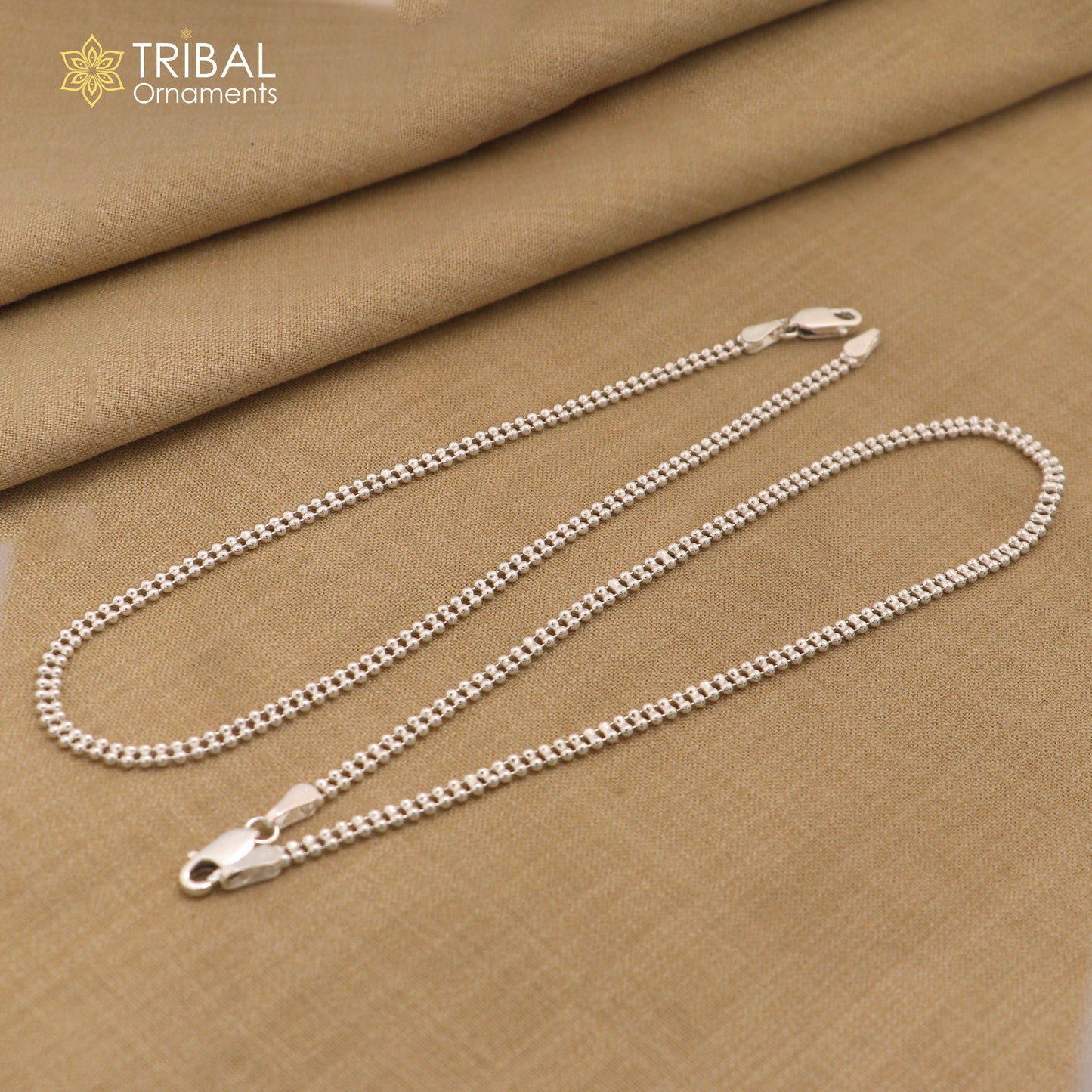 3mm 10.5" 925 sterling silver beaded/ball chain anklet bracelet amazing light weight delicate anklets belly dance silver jewelry ank602 - TRIBAL ORNAMENTS