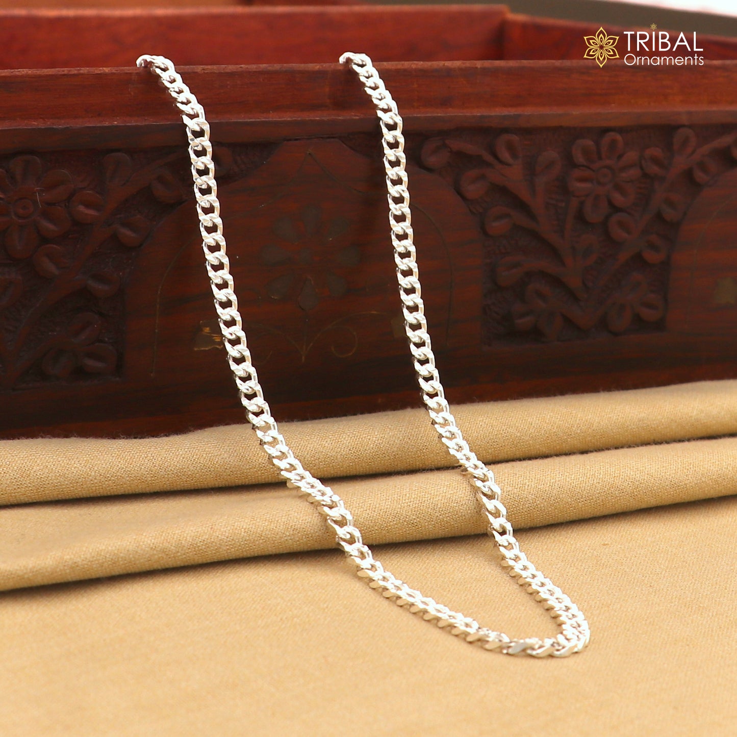 3mm 20" solid 925 sterling silver handmade modern trendy design wheat chain necklace giving it a distinctive and stylish look ch250 - TRIBAL ORNAMENTS