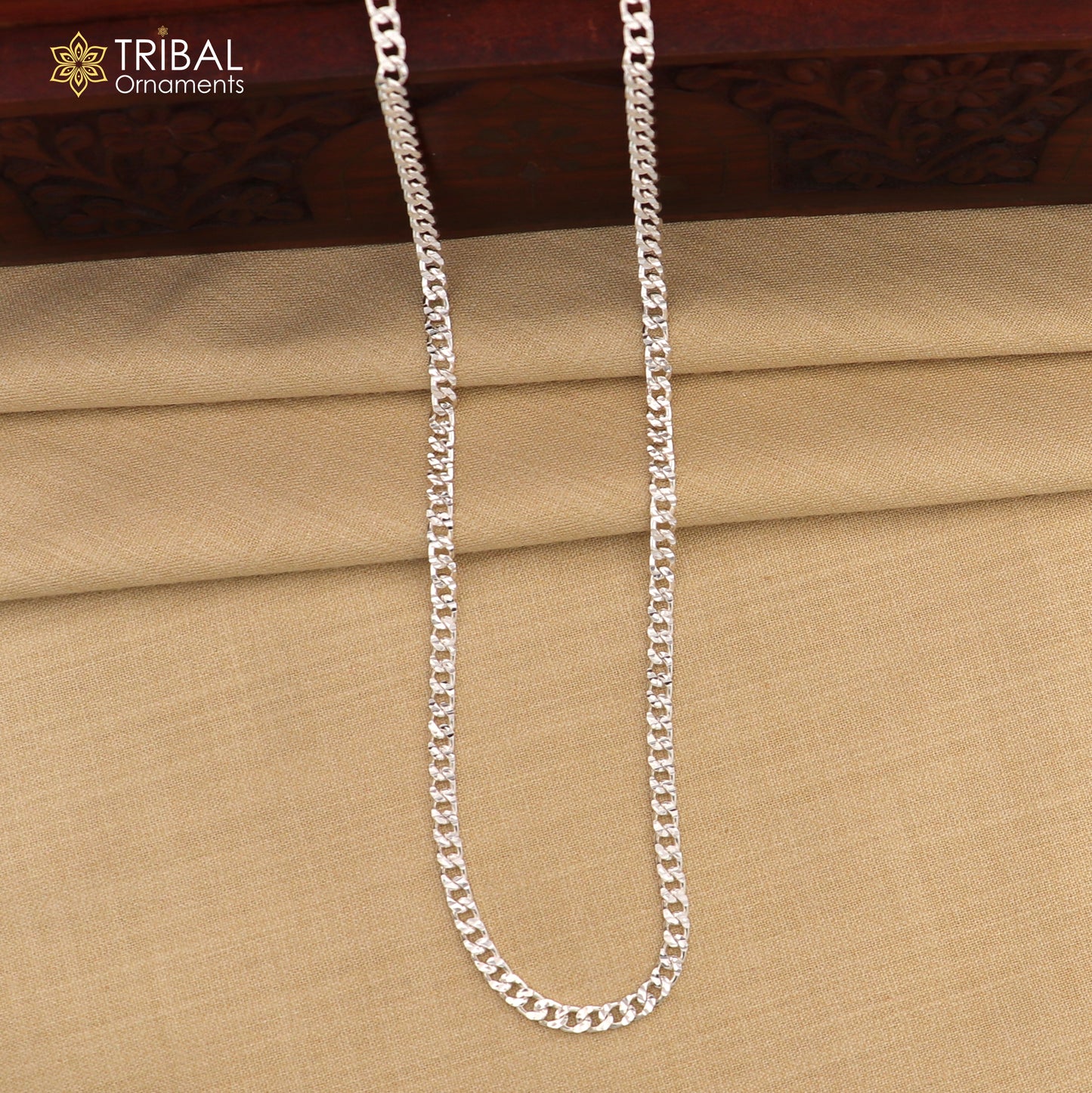 3mm 20" solid 925 sterling silver handmade modern trendy design wheat chain necklace giving it a distinctive and stylish look ch250 - TRIBAL ORNAMENTS