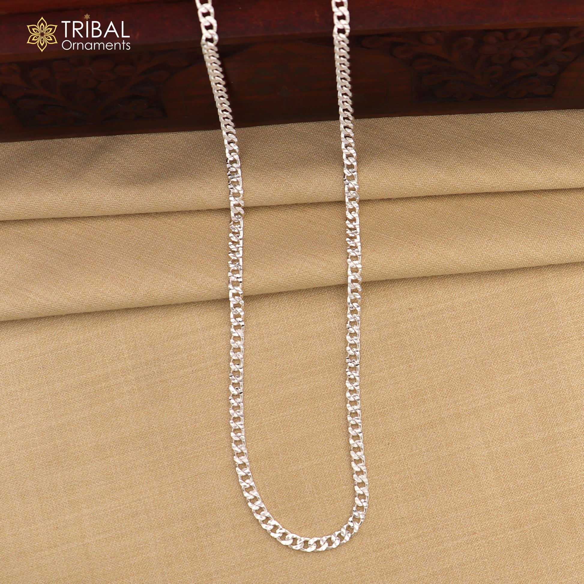 3mm 20" solid 925 sterling silver handmade modern trendy design wheat chain necklace giving it a distinctive and stylish look ch250 - TRIBAL ORNAMENTS