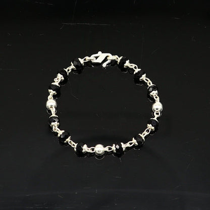 4.5" inches long handmade sterling silver beaded bracelet for baby krishna figurine or sculpture puja necklace sbr226