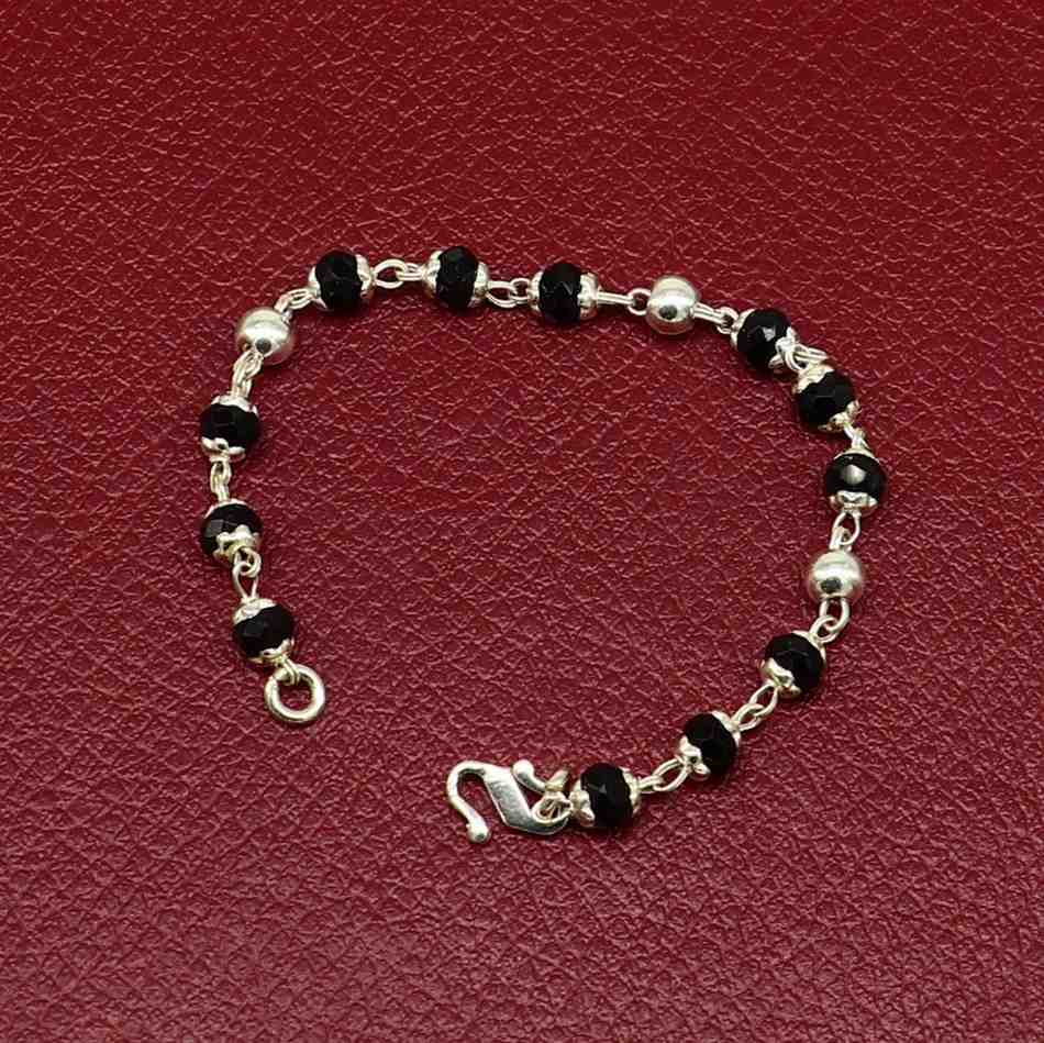 4.5" inches long handmade sterling silver beaded bracelet for baby krishna figurine or sculpture puja necklace sbr226
