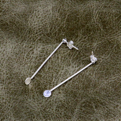4 cm long pure 925 sterling silver stud earring, fabulous daily use stud new fancy jewelry India, best gifting light weight stud ear702 - TRIBAL ORNAMENTS