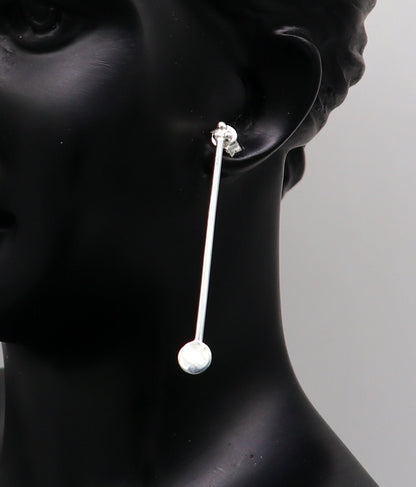 4 cm long pure 925 sterling silver stud earring, fabulous daily use stud new fancy jewelry India, best gifting light weight stud ear702 - TRIBAL ORNAMENTS