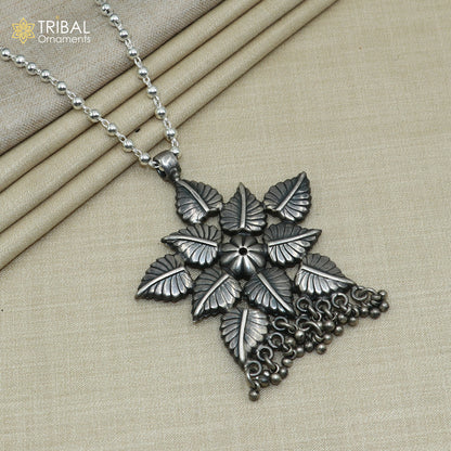 4 mm 26 inches beaded chain 925 sterling silver flower design charm necklace tribal jewelry set728 - TRIBAL ORNAMENTS