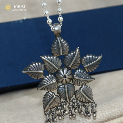 4 mm 26 inches beaded chain 925 sterling silver flower design charm necklace tribal jewelry set728 - TRIBAL ORNAMENTS