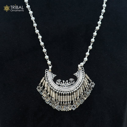 4 mm 26 inches beaded chain 925 sterling silver vintage design ethnic necklace tribal jewelry set729 - TRIBAL ORNAMENTS