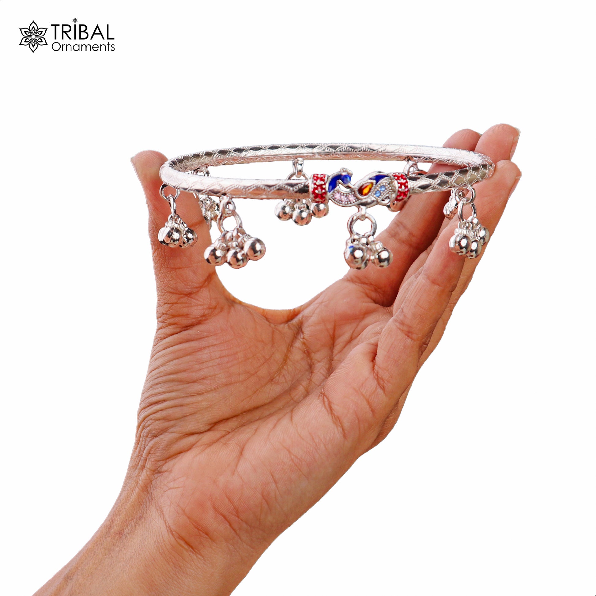 4 mm 925 sterling silver vintage design customized foot ankle bracelet with noisy bells kada jewelry nsfk155 - TRIBAL ORNAMENTS