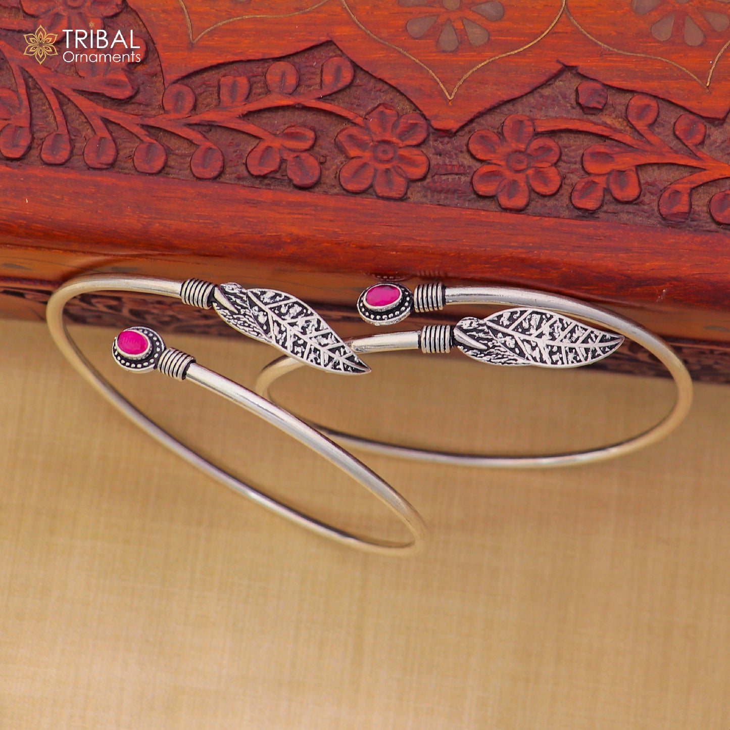 4 mm 925 sterling silver vintage leaf design customized foot ankle bracelet kada jewelry nsfk150 - TRIBAL ORNAMENTS