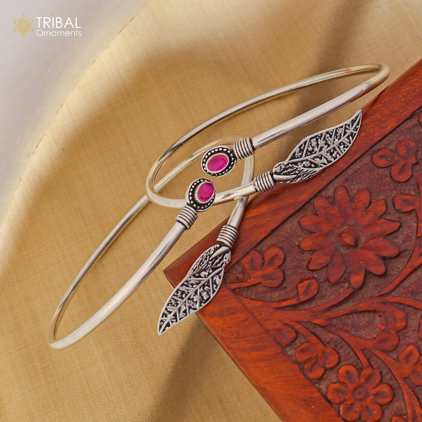 4 mm 925 sterling silver vintage leaf design customized foot ankle bracelet kada jewelry nsfk150 - TRIBAL ORNAMENTS