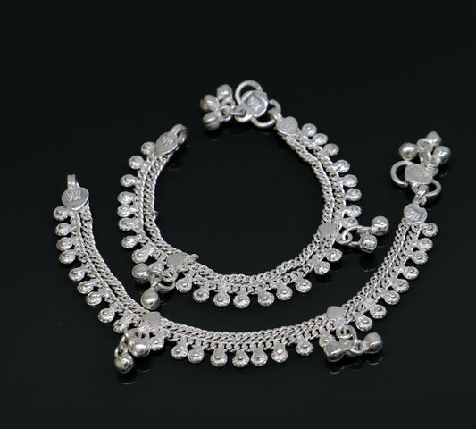 5.5" fancy style handmade customized design stylish new born baby anklets, solid sterling silver kids ankle bracelet gifting jewelry ank314 - TRIBAL ORNAMENTS