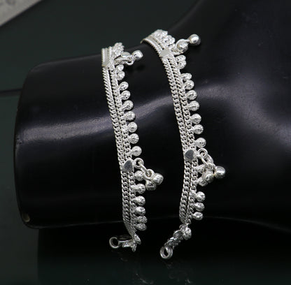 5.5" fancy style handmade customized design stylish new born baby anklets, solid sterling silver kids ankle bracelet gifting jewelry ank314 - TRIBAL ORNAMENTS
