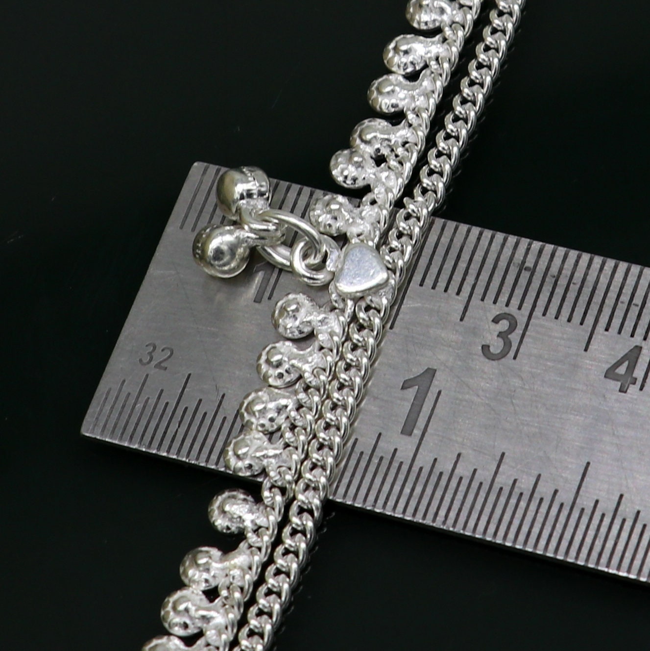 5.5" fancy style handmade customized design stylish new born baby anklets, solid sterling silver kids ankle bracelet gifting jewelry ank314 - TRIBAL ORNAMENTS