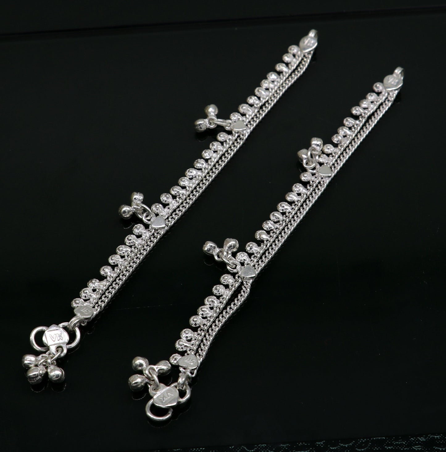 5.5" fancy style handmade customized design stylish new born baby anklets, solid sterling silver kids ankle bracelet gifting jewelry ank314 - TRIBAL ORNAMENTS