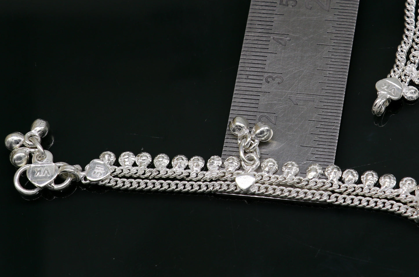 5.5" fancy style handmade customized design stylish new born baby anklets, solid sterling silver kids ankle bracelet gifting jewelry ank314 - TRIBAL ORNAMENTS