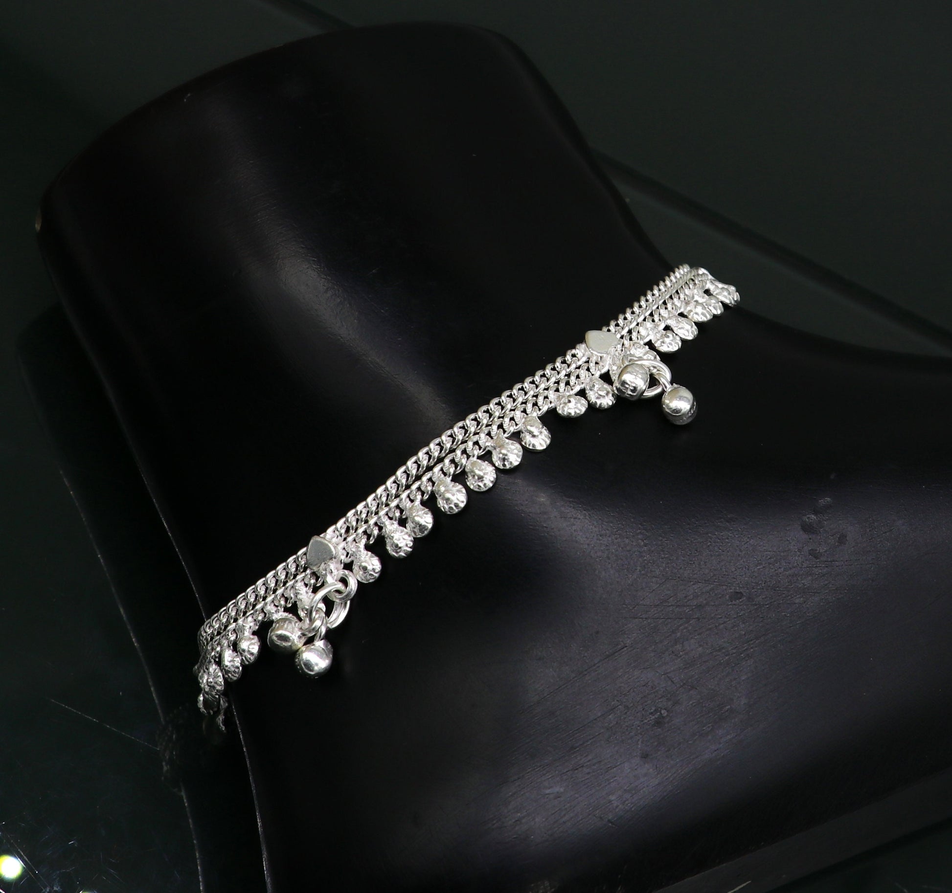 5.5" fancy style handmade customized design stylish new born baby anklets, solid sterling silver kids ankle bracelet gifting jewelry ank314 - TRIBAL ORNAMENTS