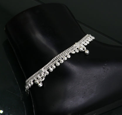 5.5" fancy style handmade customized design stylish new born baby anklets, solid sterling silver kids ankle bracelet gifting jewelry ank314 - TRIBAL ORNAMENTS
