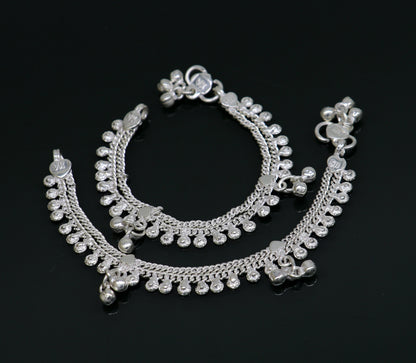 5.5" fancy style handmade customized design stylish new born baby anklets, solid sterling silver kids ankle bracelet gifting jewelry ank314 - TRIBAL ORNAMENTS