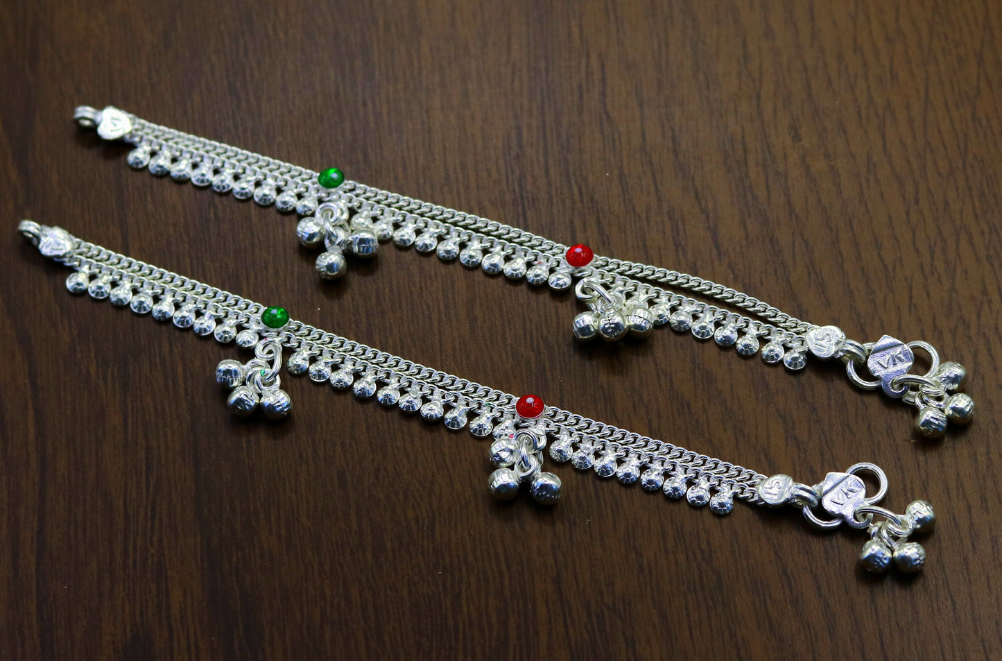 5.5" Handmade sterling silver baby kids anklet jewelry noisy sound bells charm anklets jewelry belly dance gifting kids India  ank199 - TRIBAL ORNAMENTS