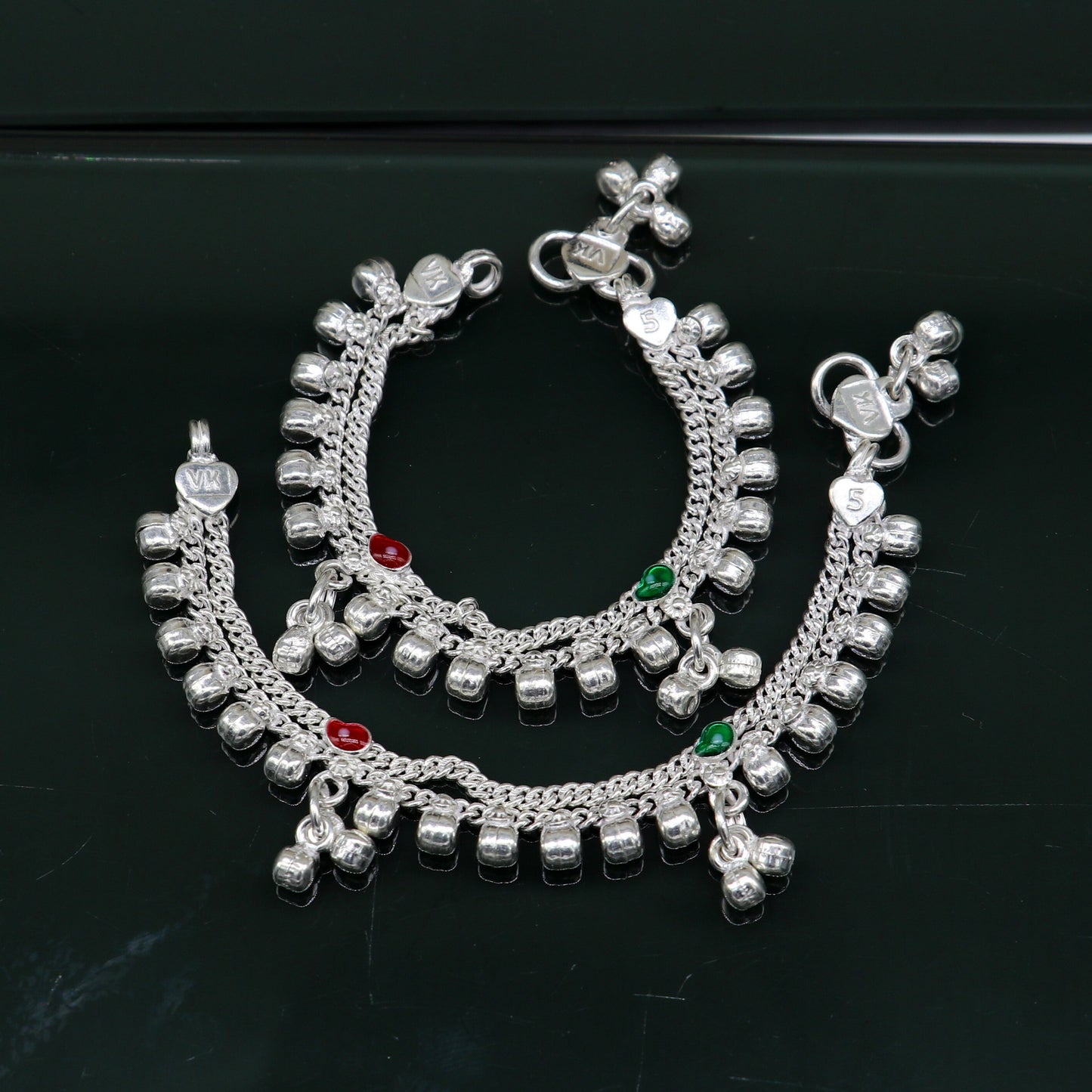 5.5" inches long customized anklets for new born baby anklets, best unisex kids foot bracelet charm anklets bracelet from India ank284 - TRIBAL ORNAMENTS