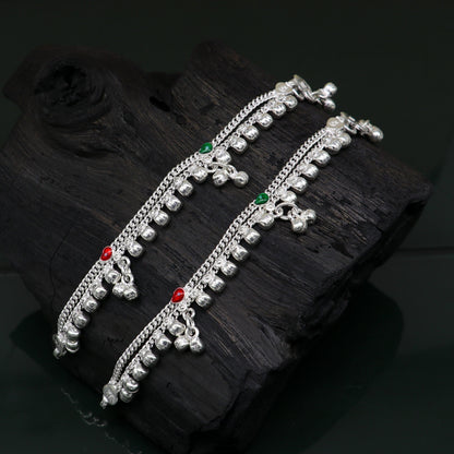 5.5" inches long customized anklets for new born baby anklets, best unisex kids foot bracelet charm anklets bracelet from India ank284 - TRIBAL ORNAMENTS