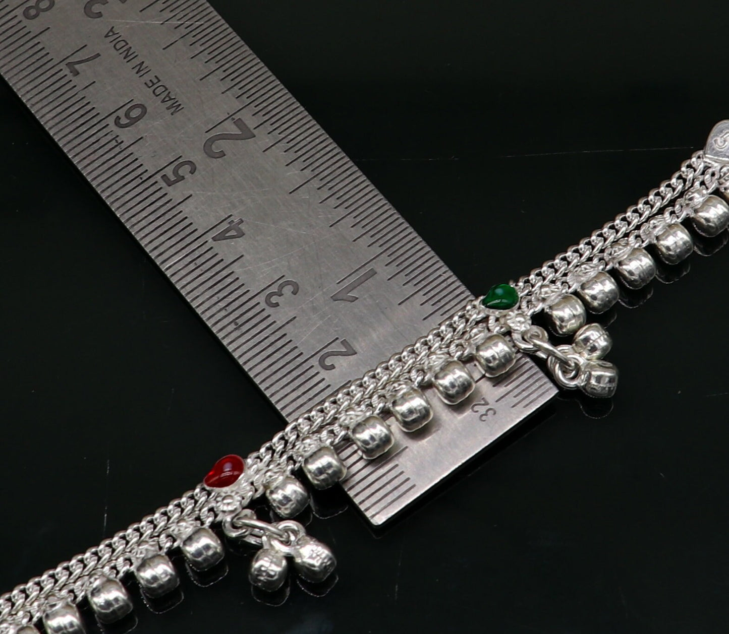 5.5" inches long customized anklets for new born baby anklets, best unisex kids foot bracelet charm anklets bracelet from India ank284 - TRIBAL ORNAMENTS