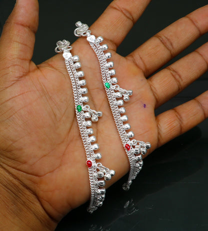 5.5" inches long customized anklets for new born baby anklets, best unisex kids foot bracelet charm anklets bracelet from India ank284 - TRIBAL ORNAMENTS