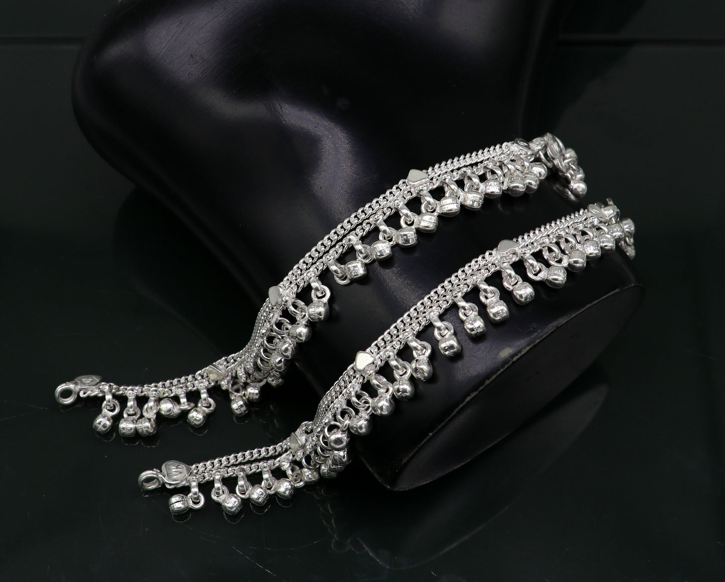 5.5" inches Sterling silver handmade amazing silver chain ankle bracelet new born baby anklet noisy sound bells charm anklets jewelry ank300 - TRIBAL ORNAMENTS