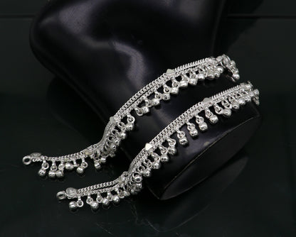 5.5" inches Sterling silver handmade amazing silver chain ankle bracelet new born baby anklet noisy sound bells charm anklets jewelry ank300 - TRIBAL ORNAMENTS