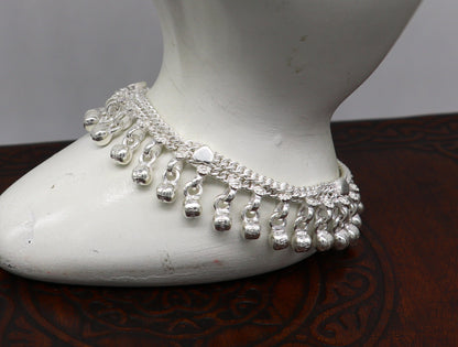 5.5" inches Sterling silver handmade amazing silver chain ankle bracelet new born baby anklet noisy sound bells charm anklets jewelry ank300 - TRIBAL ORNAMENTS