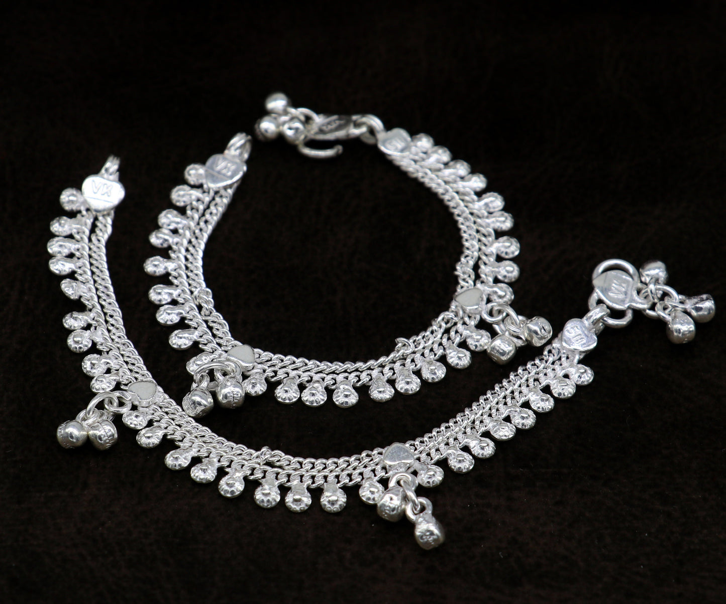 5.5" long handmade customized design baby anklets, fabulous noisy hanging bells kids gifting charm ankle bracelet foot bracelet ank291 - TRIBAL ORNAMENTS