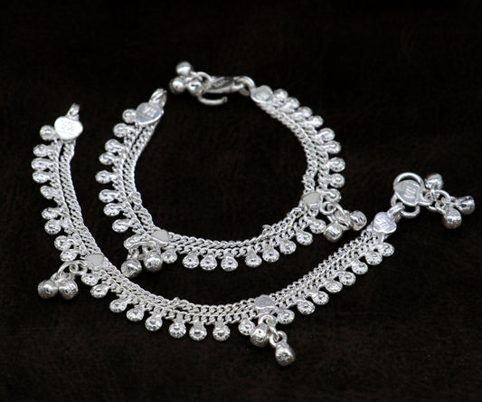 5.5" long handmade customized design baby anklets, fabulous noisy hanging bells kids gifting charm ankle bracelet foot bracelet ank291 - TRIBAL ORNAMENTS