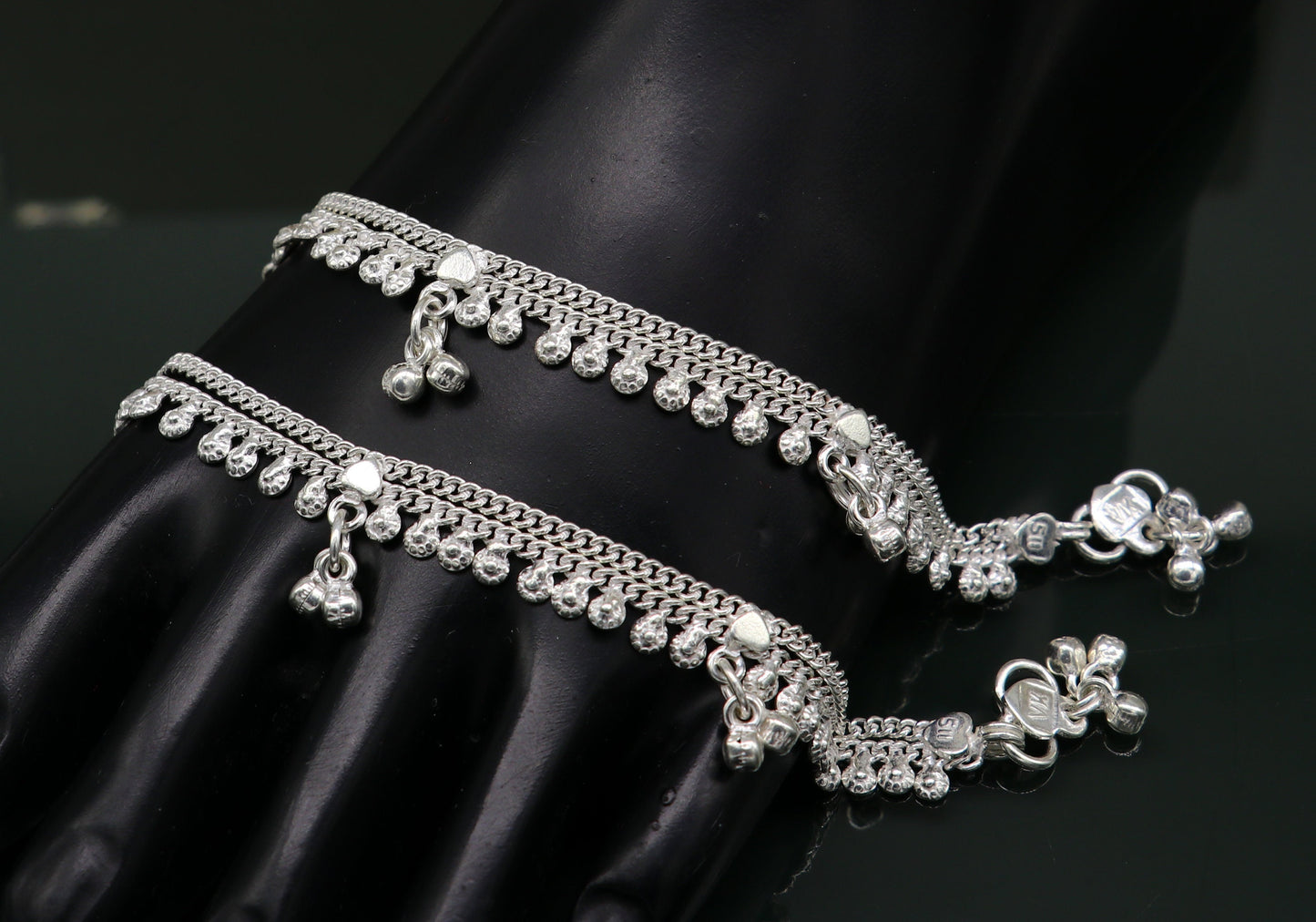 5.5" long handmade customized design baby anklets, fabulous noisy hanging bells kids gifting charm ankle bracelet foot bracelet ank291 - TRIBAL ORNAMENTS