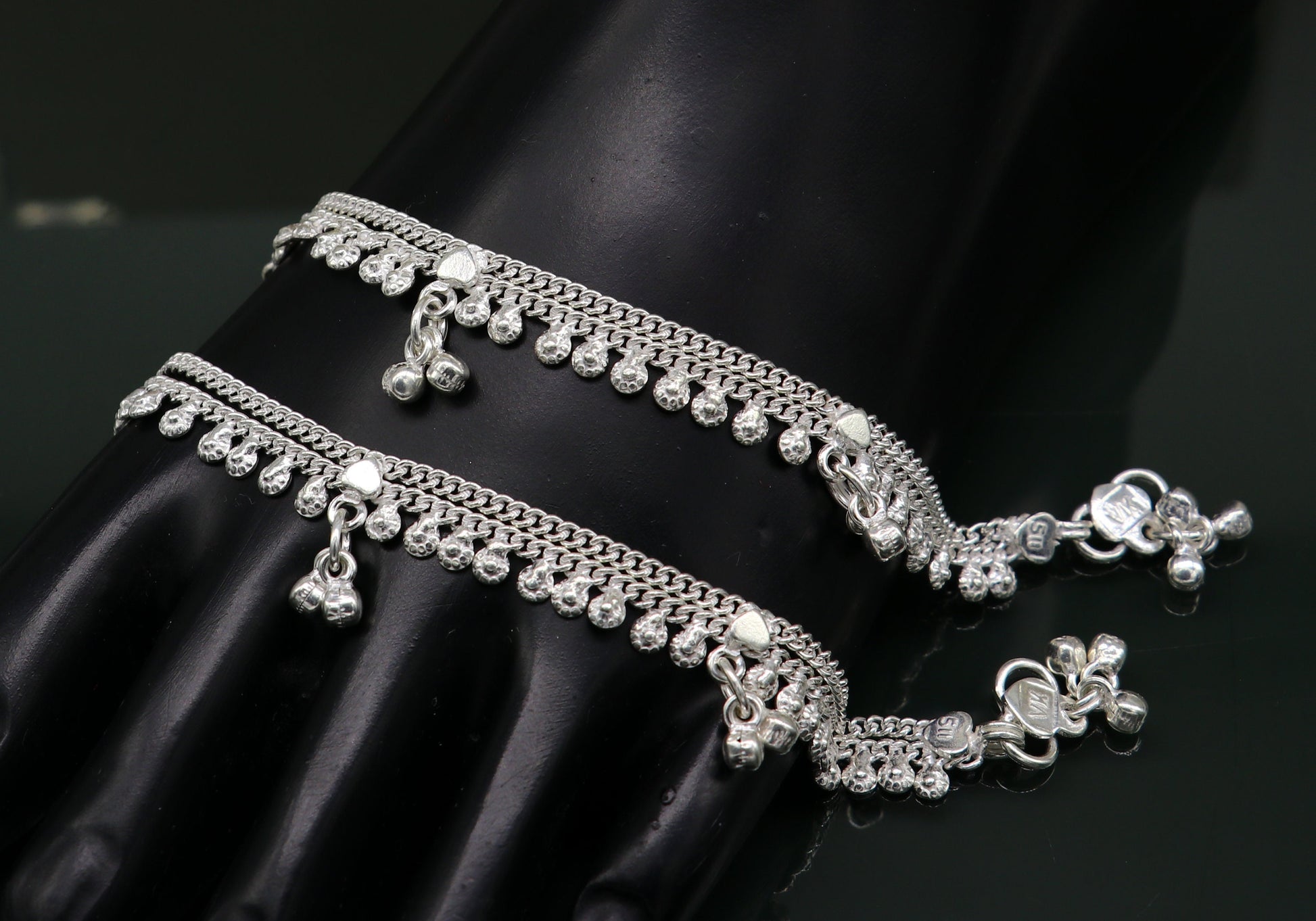 5.5" long handmade customized design baby anklets, fabulous noisy hanging bells kids gifting charm ankle bracelet foot bracelet ank291 - TRIBAL ORNAMENTS