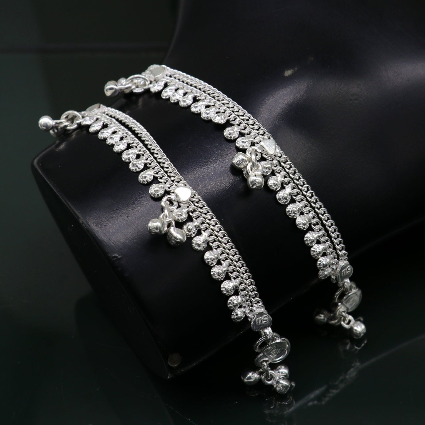 5.5" long handmade customized design baby anklets, fabulous noisy hanging bells kids gifting charm ankle bracelet foot bracelet ank291 - TRIBAL ORNAMENTS