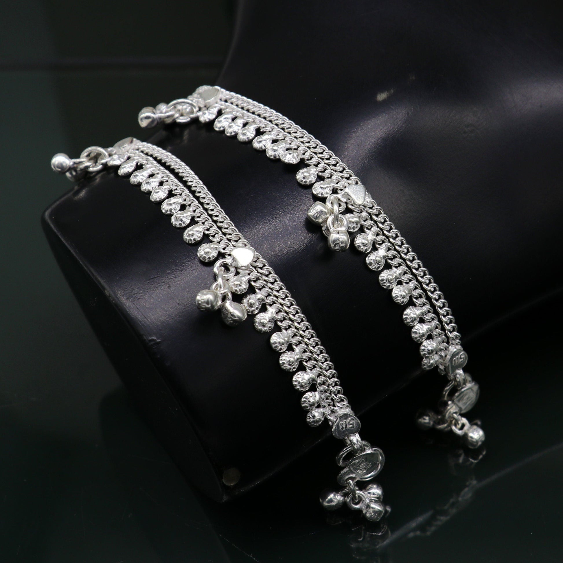 5.5" long handmade customized design baby anklets, fabulous noisy hanging bells kids gifting charm ankle bracelet foot bracelet ank291 - TRIBAL ORNAMENTS