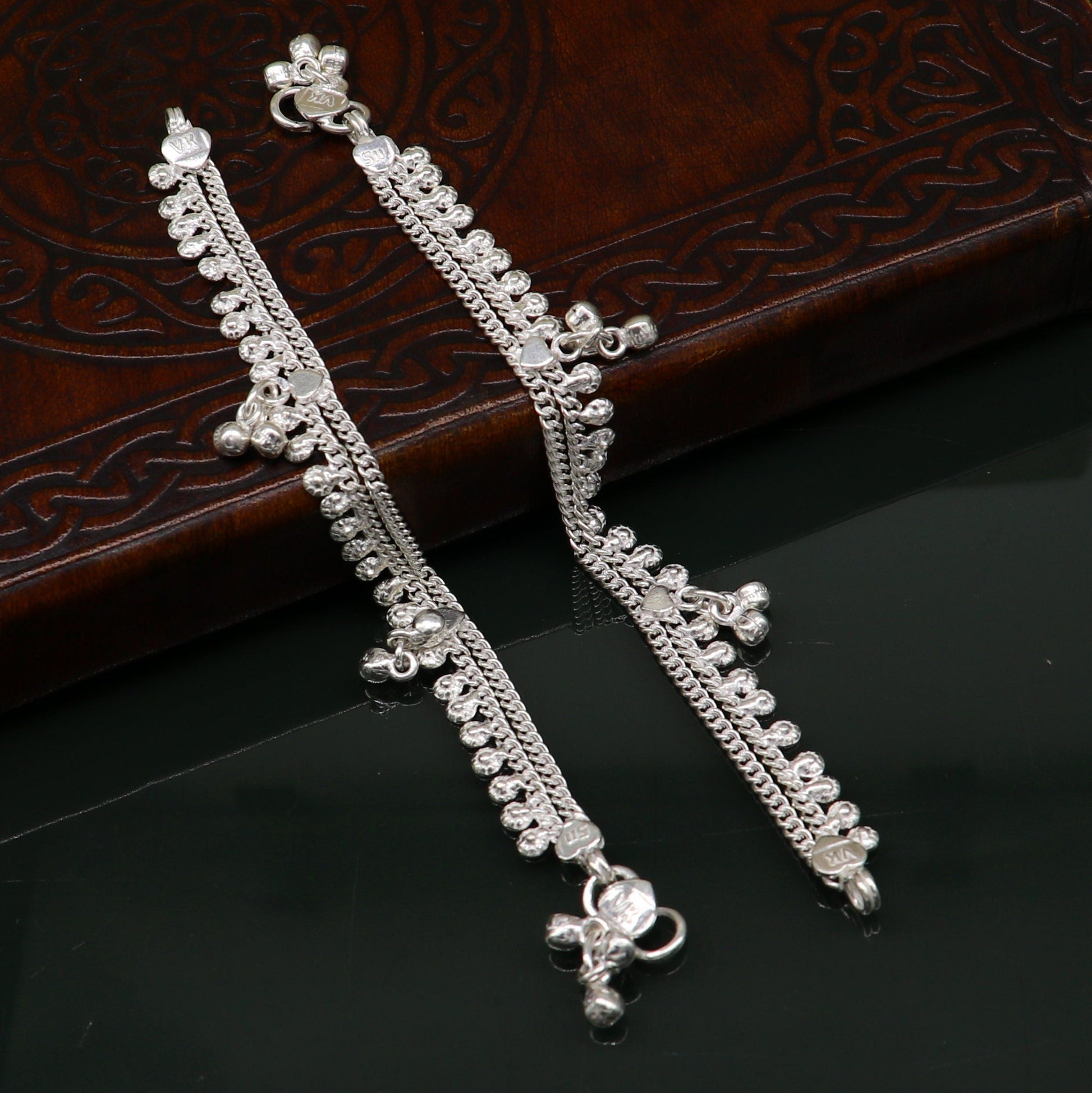 5.5" long handmade customized design baby anklets, fabulous noisy hanging bells kids gifting charm ankle bracelet foot bracelet ank291 - TRIBAL ORNAMENTS