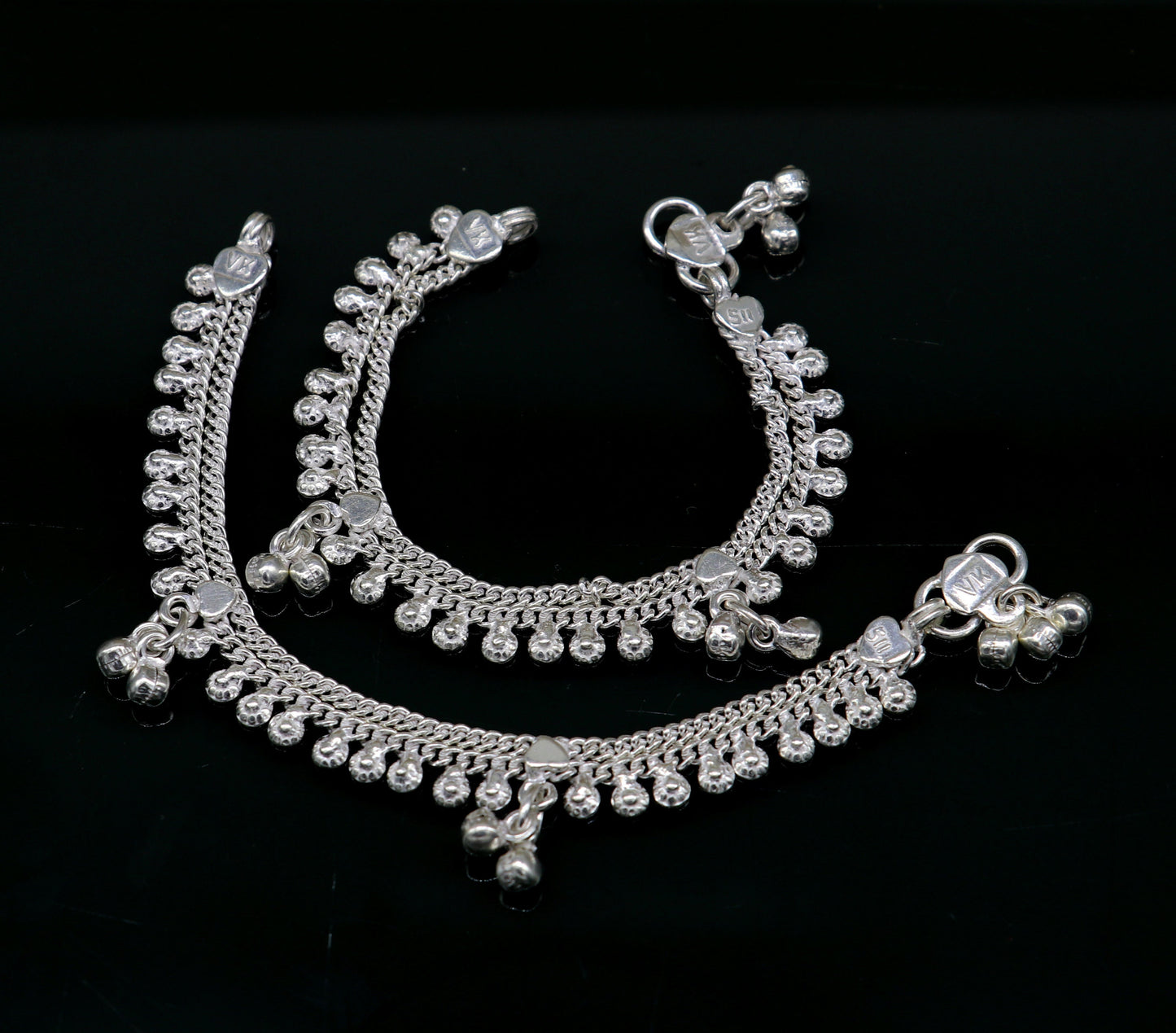 5.5" long handmade customized design baby anklets, fabulous noisy hanging bells kids gifting charm ankle bracelet foot bracelet ank291 - TRIBAL ORNAMENTS