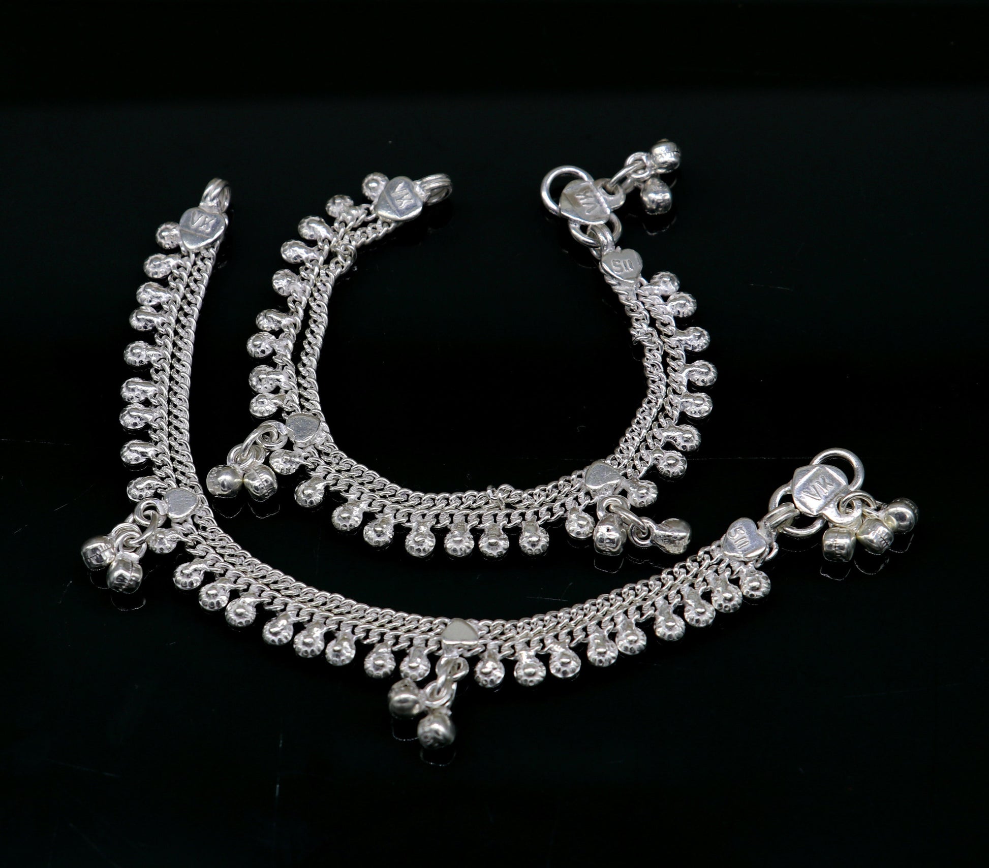 5.5" long handmade customized design baby anklets, fabulous noisy hanging bells kids gifting charm ankle bracelet foot bracelet ank291 - TRIBAL ORNAMENTS