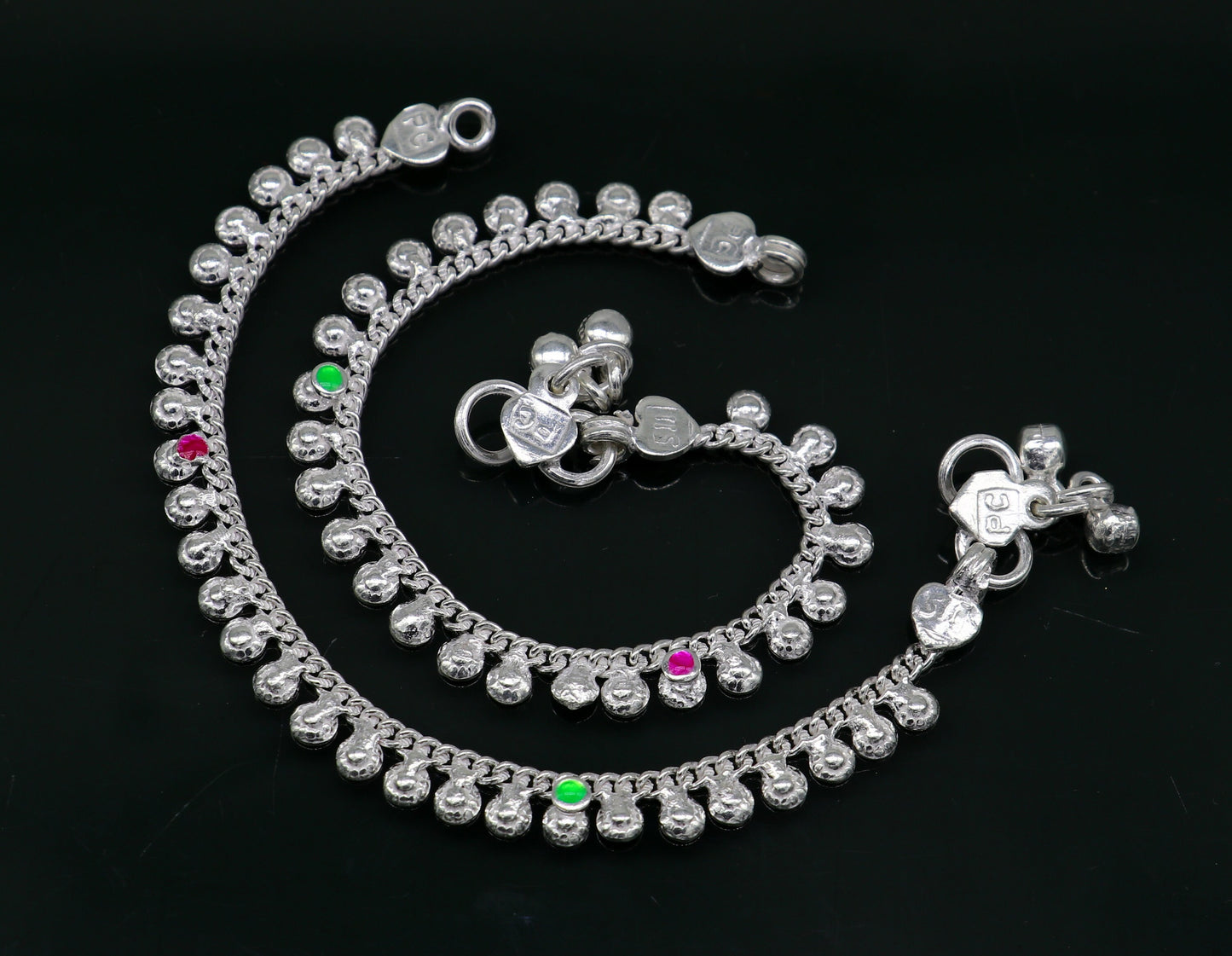 5.5" long handmade customized waved design single chain fabulous noisy anklets for baby or kids personalized gift foot bracelet ank294 - TRIBAL ORNAMENTS