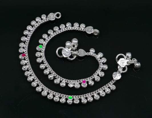 5.5" long handmade customized waved design single chain fabulous noisy anklets for baby or kids personalized gift foot bracelet ank294 - TRIBAL ORNAMENTS