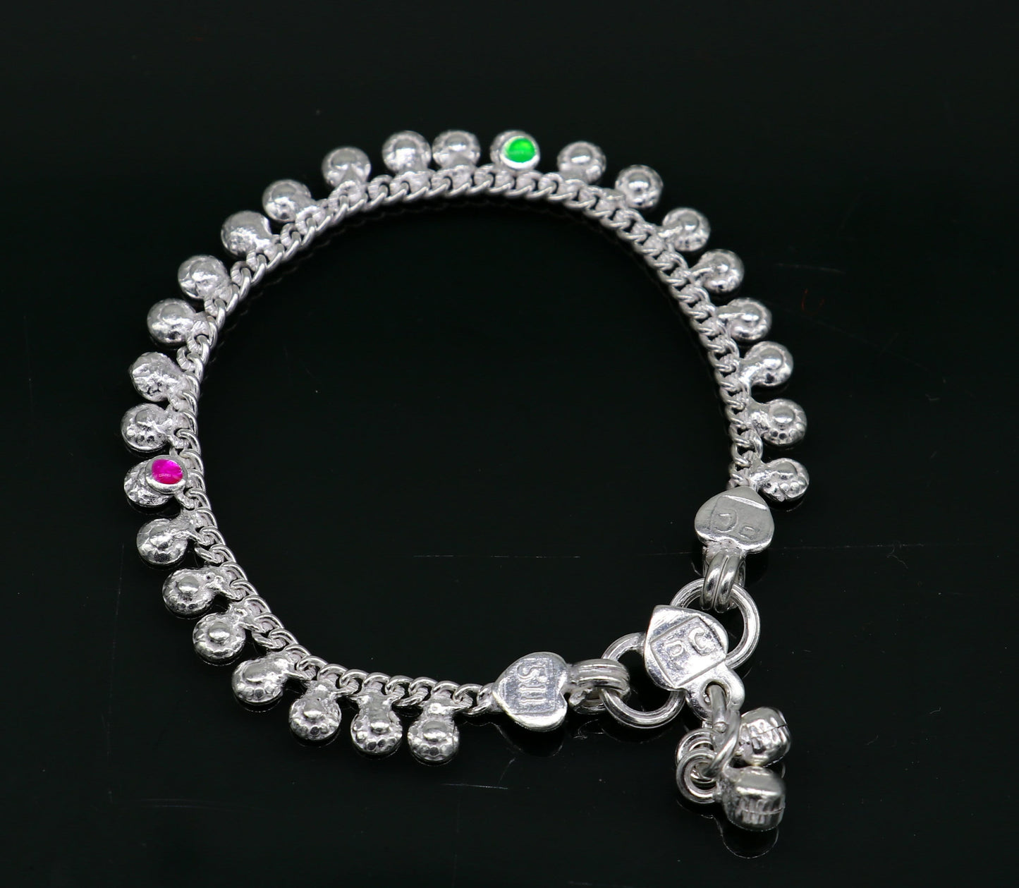 5.5" long handmade customized waved design single chain fabulous noisy anklets for baby or kids personalized gift foot bracelet ank294 - TRIBAL ORNAMENTS