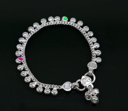 5.5" long handmade customized waved design single chain fabulous noisy anklets for baby or kids personalized gift foot bracelet ank294 - TRIBAL ORNAMENTS