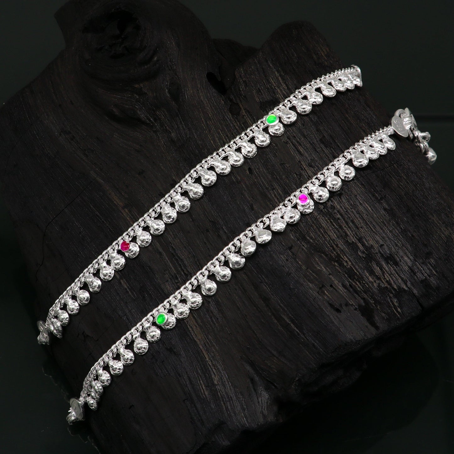 5.5" long handmade customized waved design single chain fabulous noisy anklets for baby or kids personalized gift foot bracelet ank294 - TRIBAL ORNAMENTS