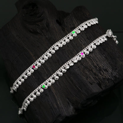 5.5" long handmade customized waved design single chain fabulous noisy anklets for baby or kids personalized gift foot bracelet ank294 - TRIBAL ORNAMENTS