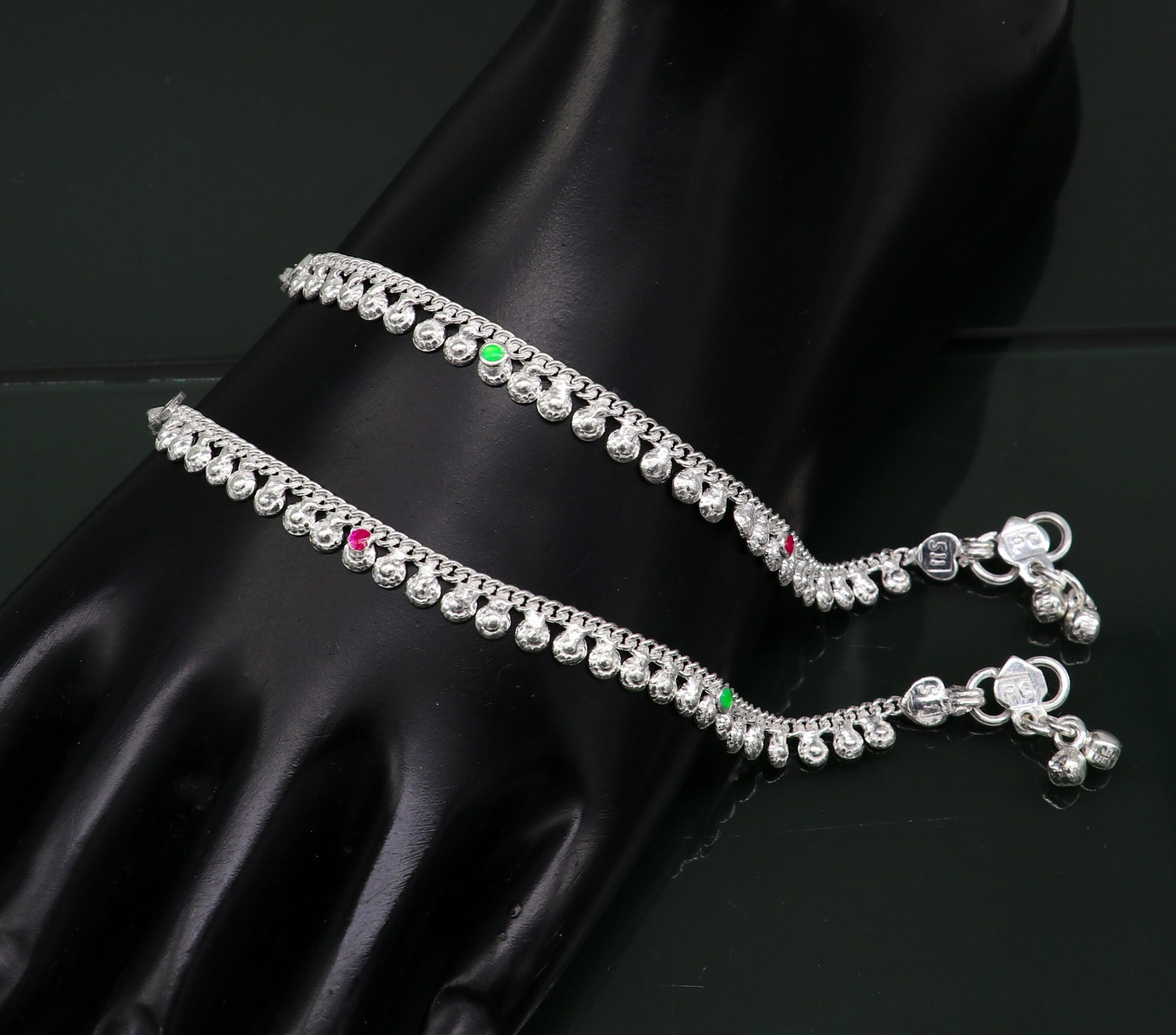 5.5" long handmade customized waved design single chain fabulous noisy anklets for baby or kids personalized gift foot bracelet ank294 - TRIBAL ORNAMENTS